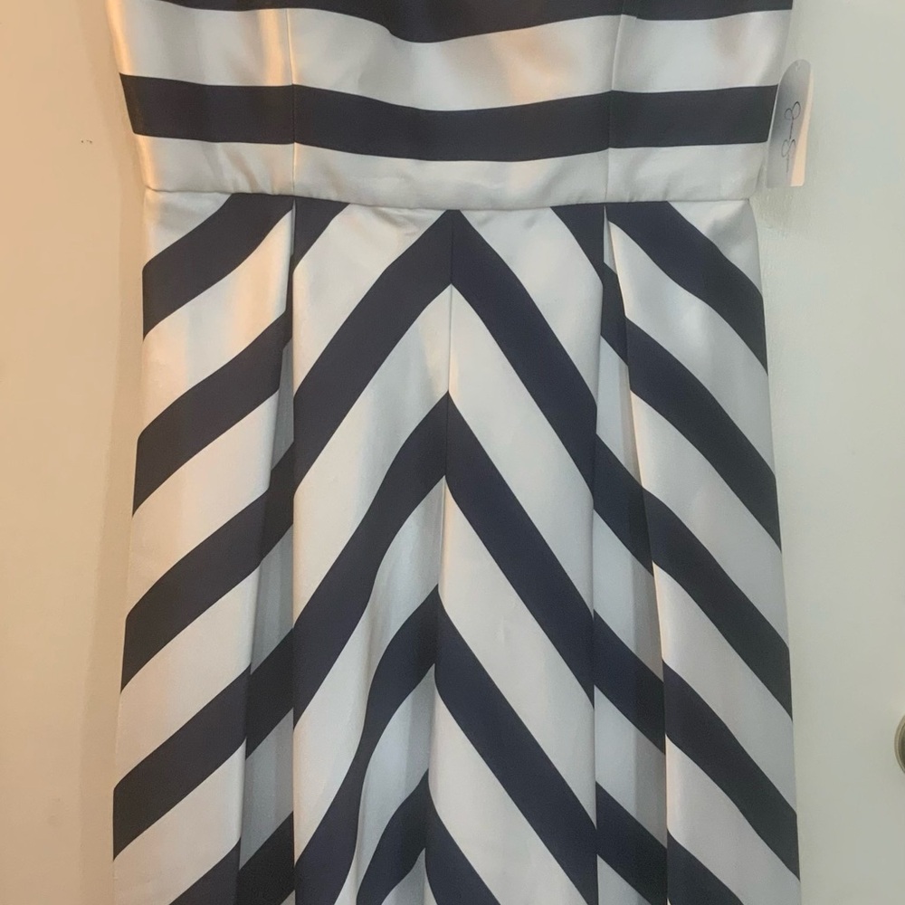 Jessica Simpson Navy and White Striped Strapless Dress